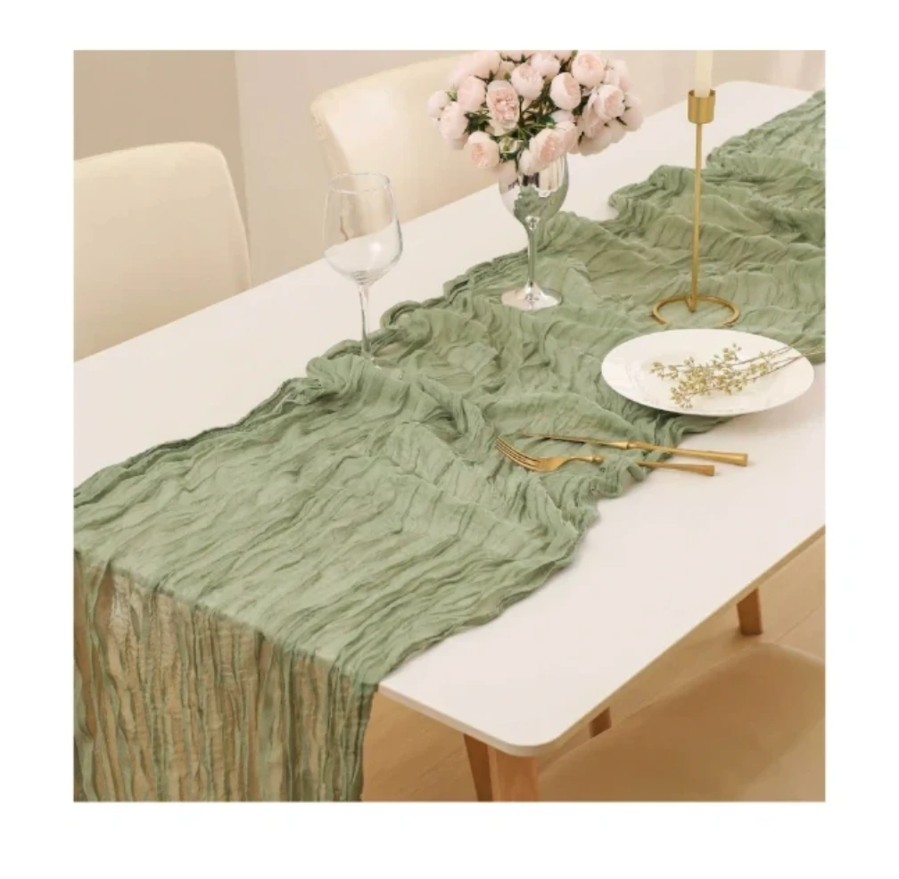 Sage Green "cheesecloth" Table Runner 10-ft x 35-in - photo 2