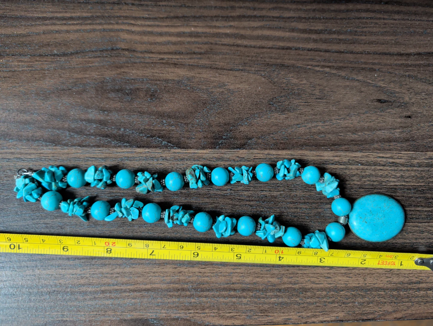 vintage handmade chunky  turquoise matrix necklace - photo 5
