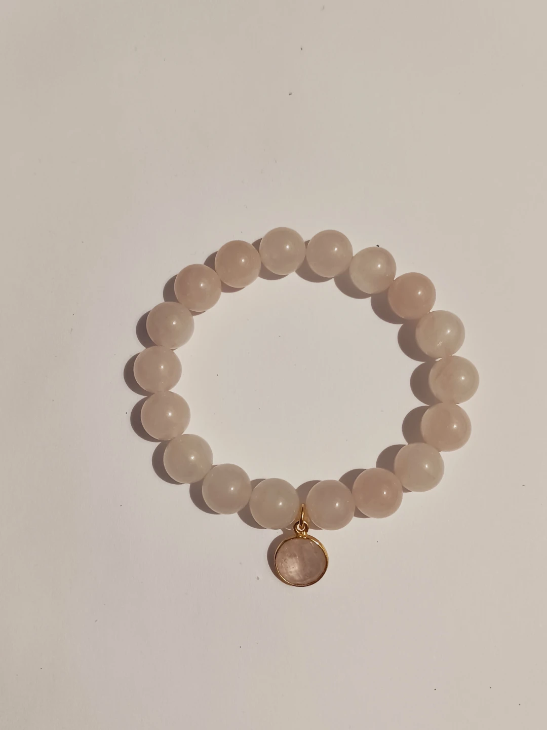 Rose Quartz Beaded Bracelet with Charm - photo 2