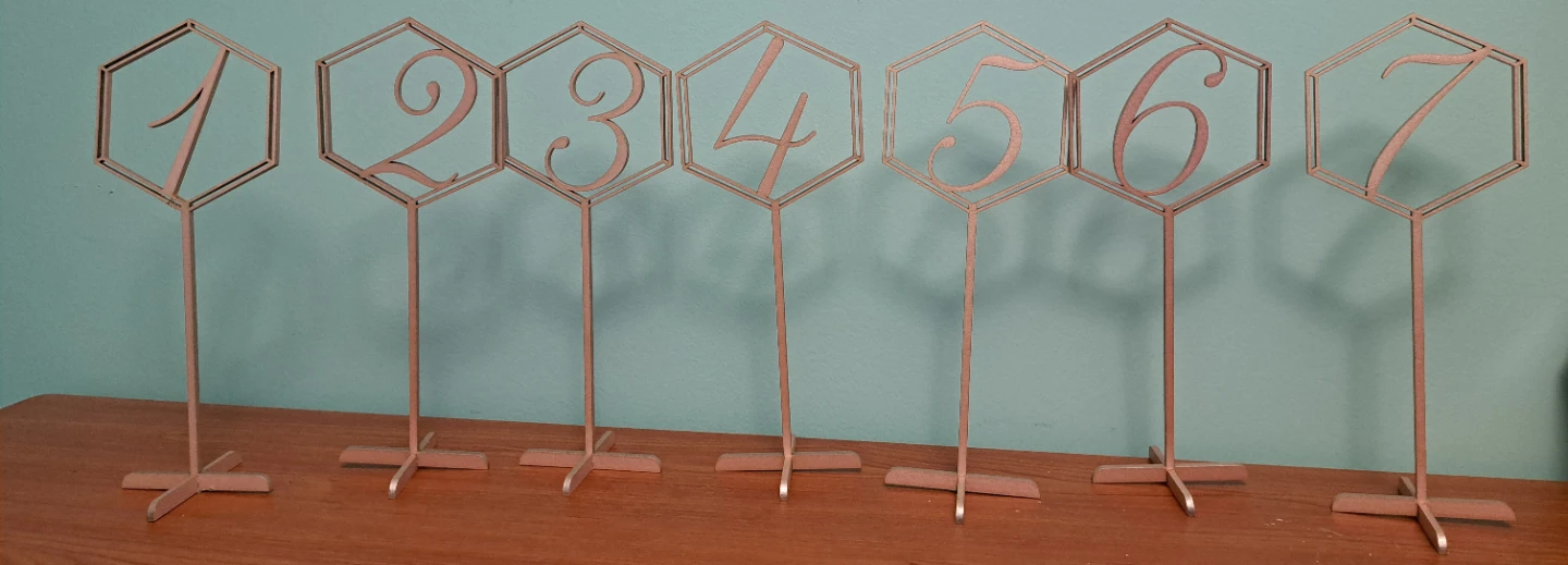 Set of 7 Hexagonal Table Numbers (1-7)