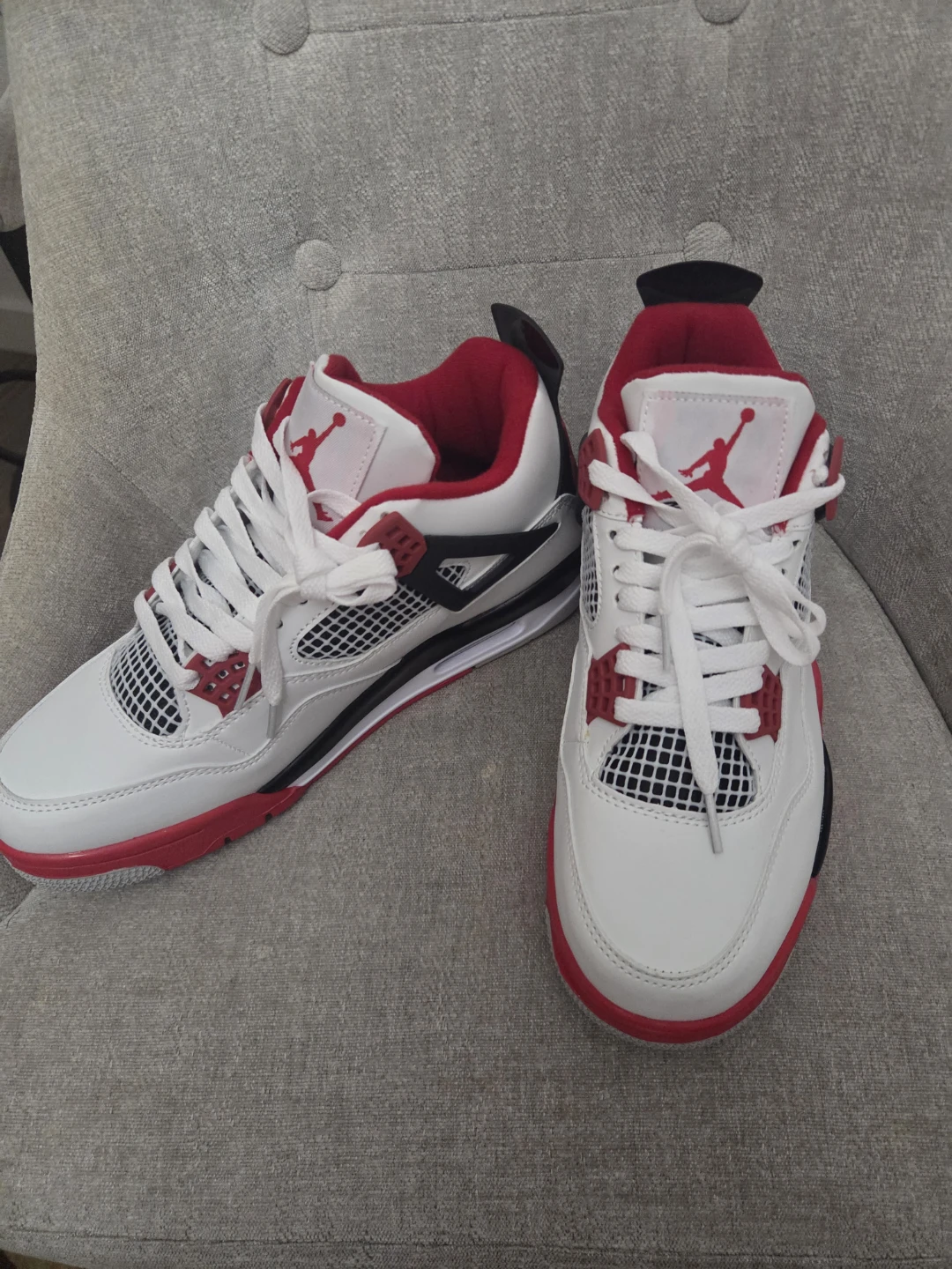 Air Jordan 4 Red White Sneakers - photo 2
