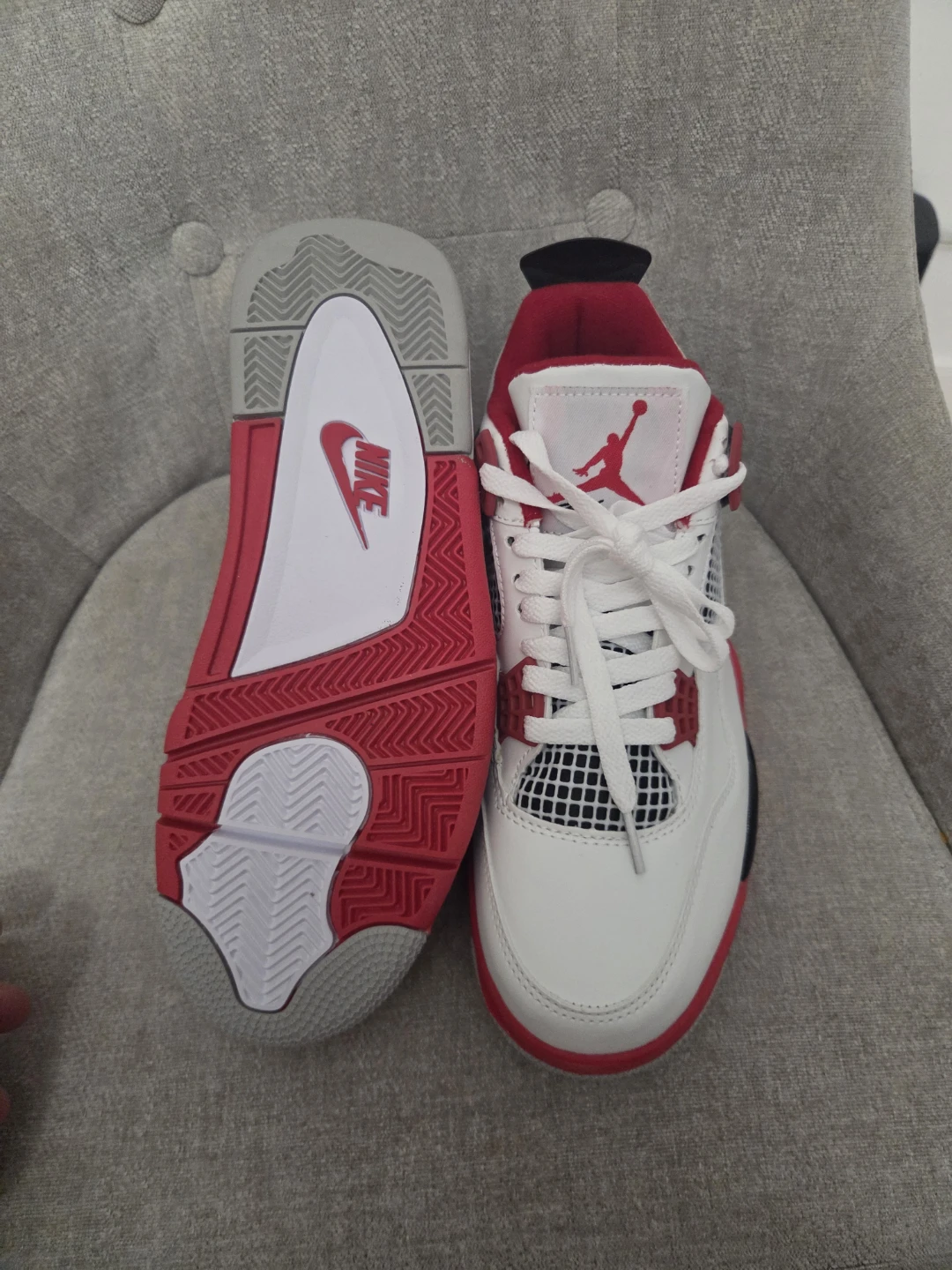 Air Jordan 4 Red White Sneakers - photo 3