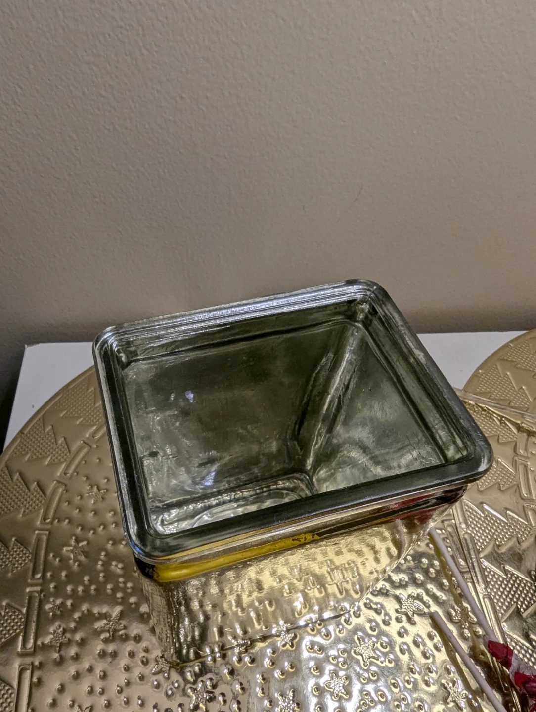 Glass Jar with Yellow Metallic Finish - photo 4
