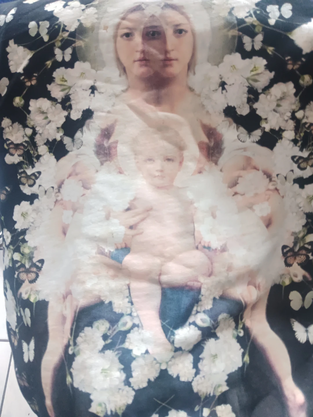 Givenchy Paris Black Floral Madonna & Child Sweatshirt - photo 3