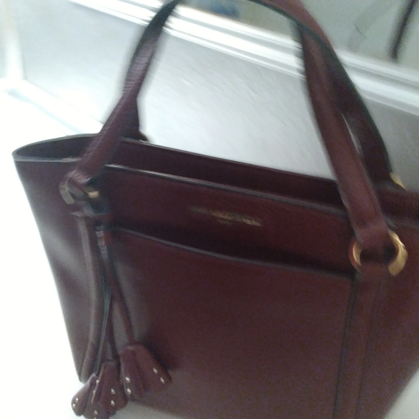 Karl Lagerfeld Maroon Leather Tote Bag - photo 2