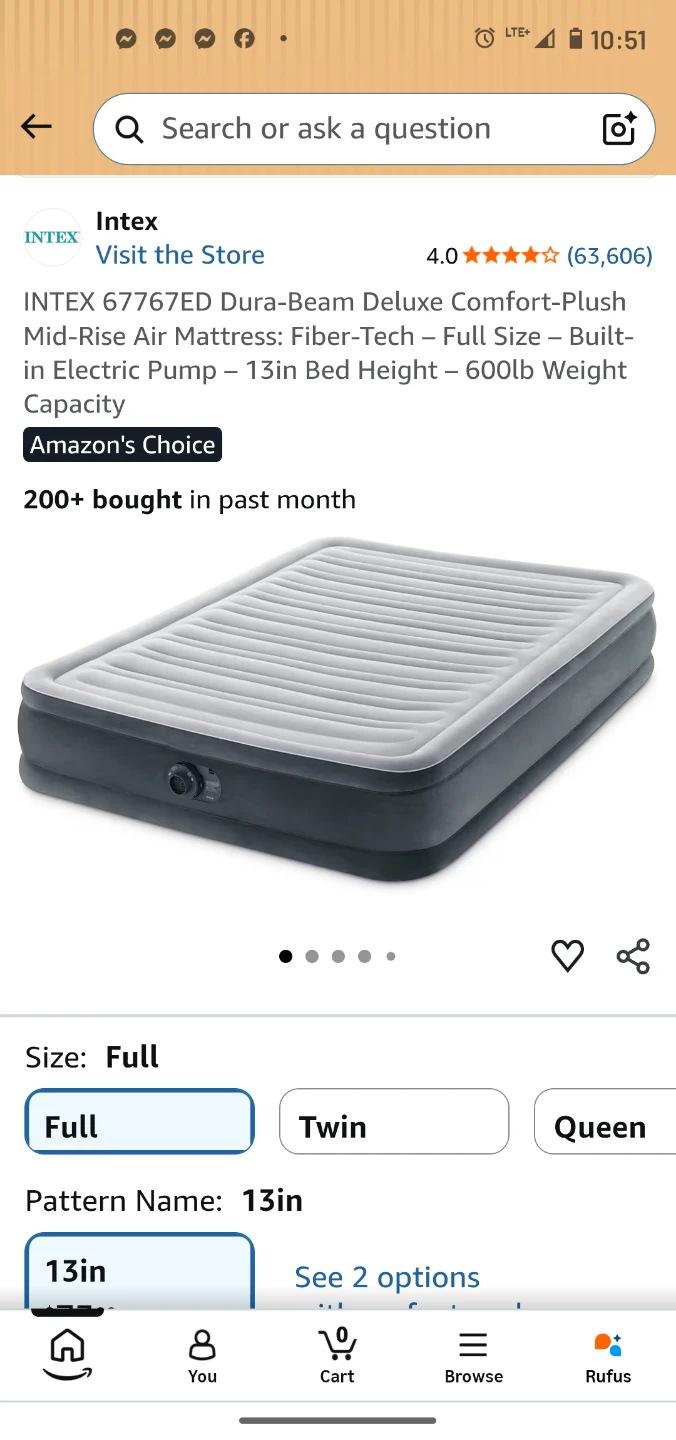 INTEX 67767ED Dura-Beam Air Mattress - Full Size
