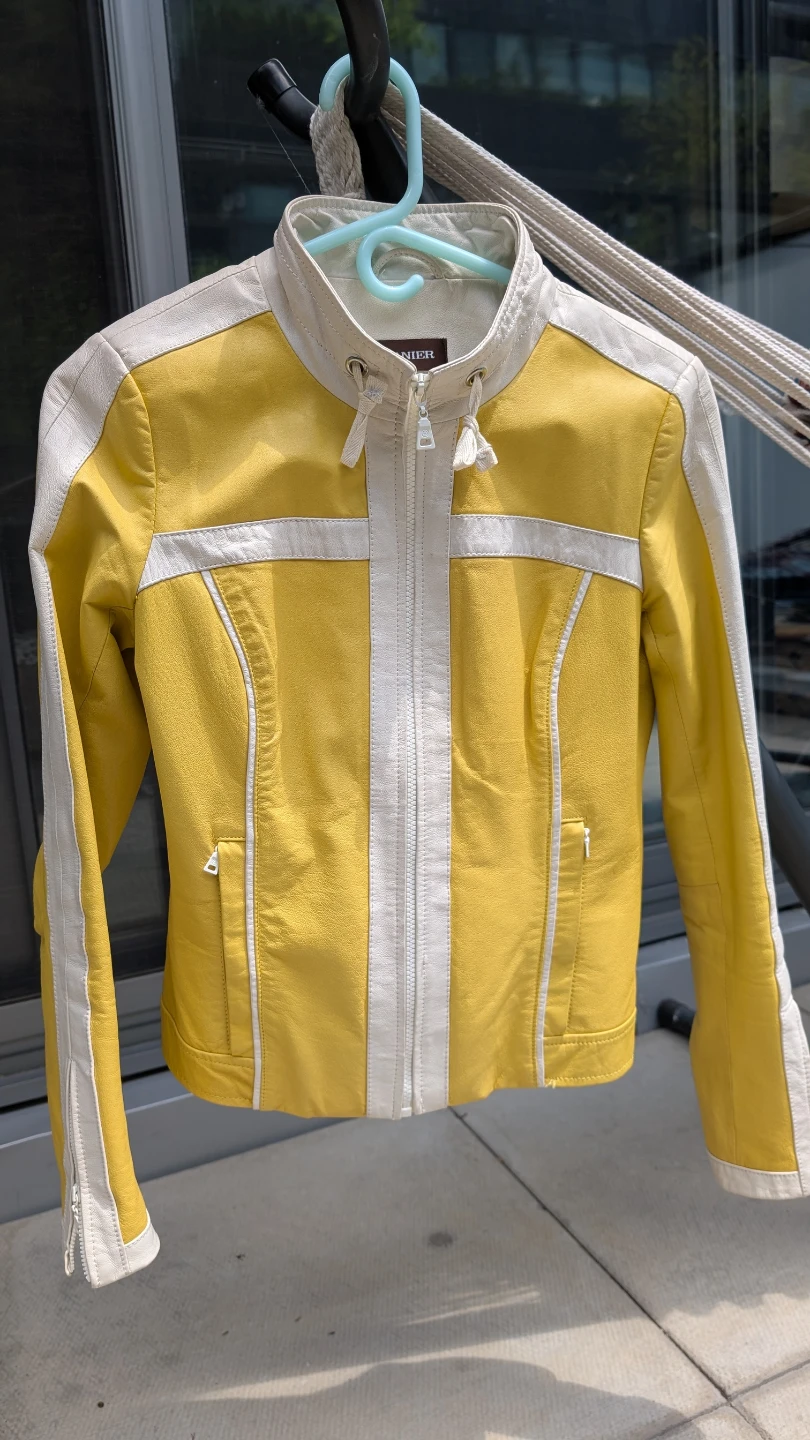 Danier Yellow & White Leather Jacket