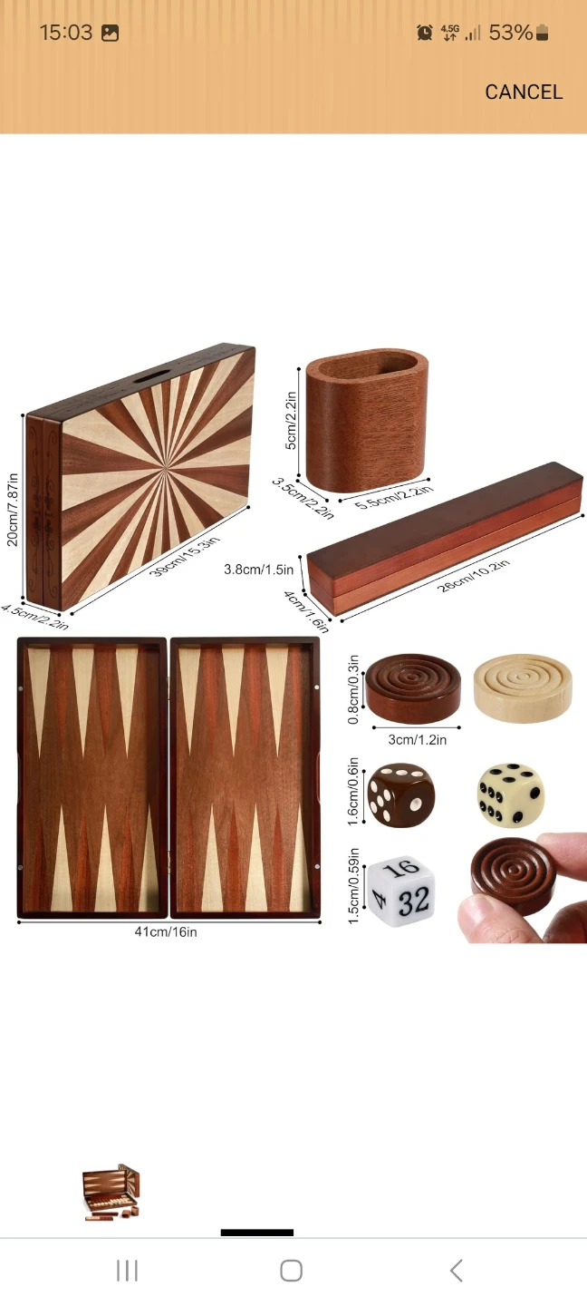 Wooden Backgammon Set - photo 3