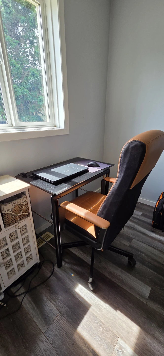 Glass top desk with chair