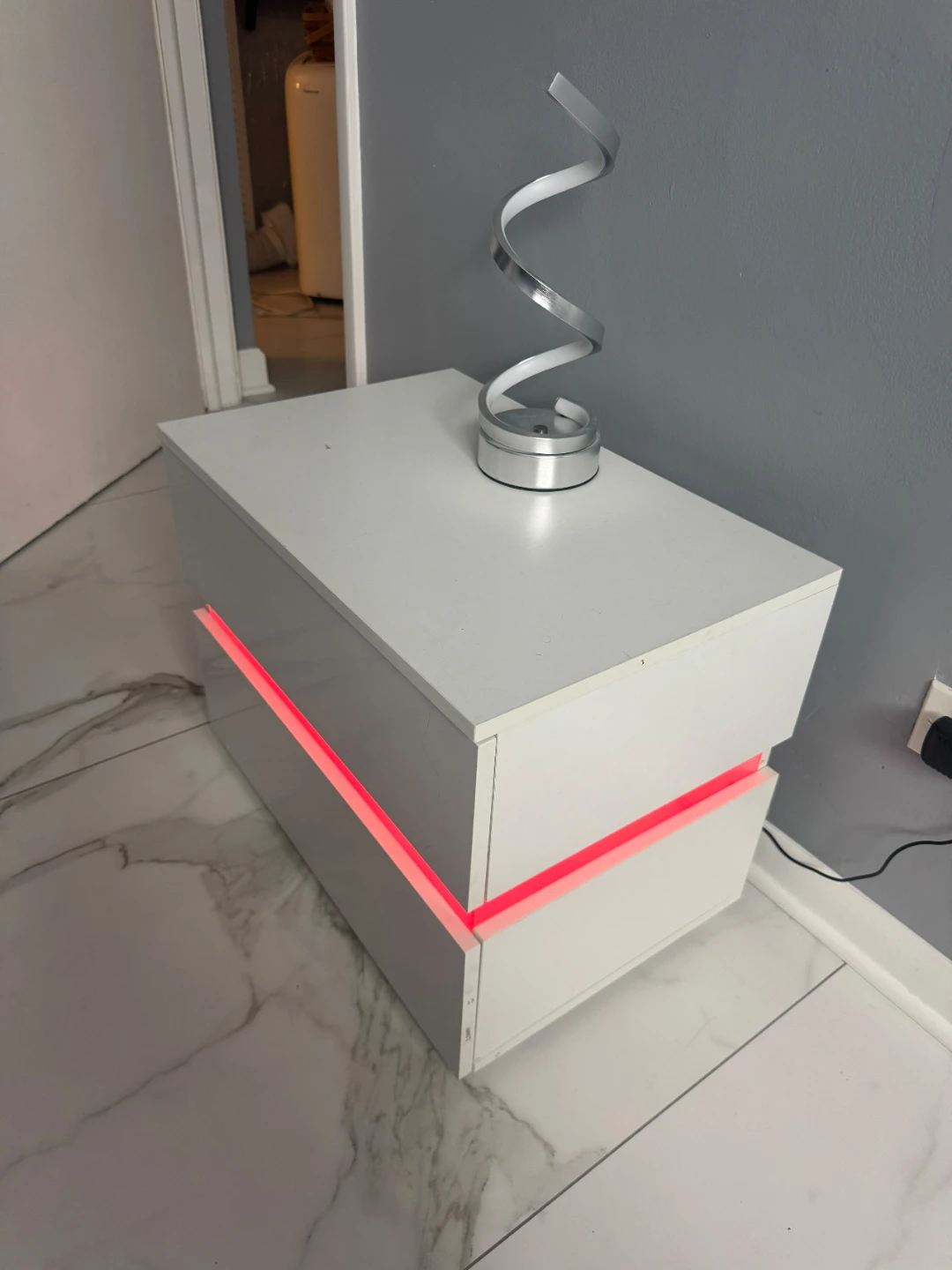 White 2-Drawer LED Nightstand - photo 5