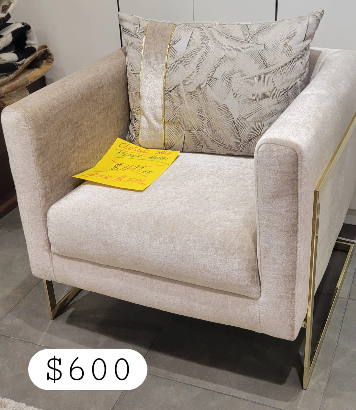 Velvet Accent Chair with Gold Frame