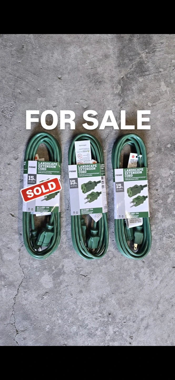 3 Prime 15 FT GREEN GROUNDED EXTENSION CORD (Prime Landscape)