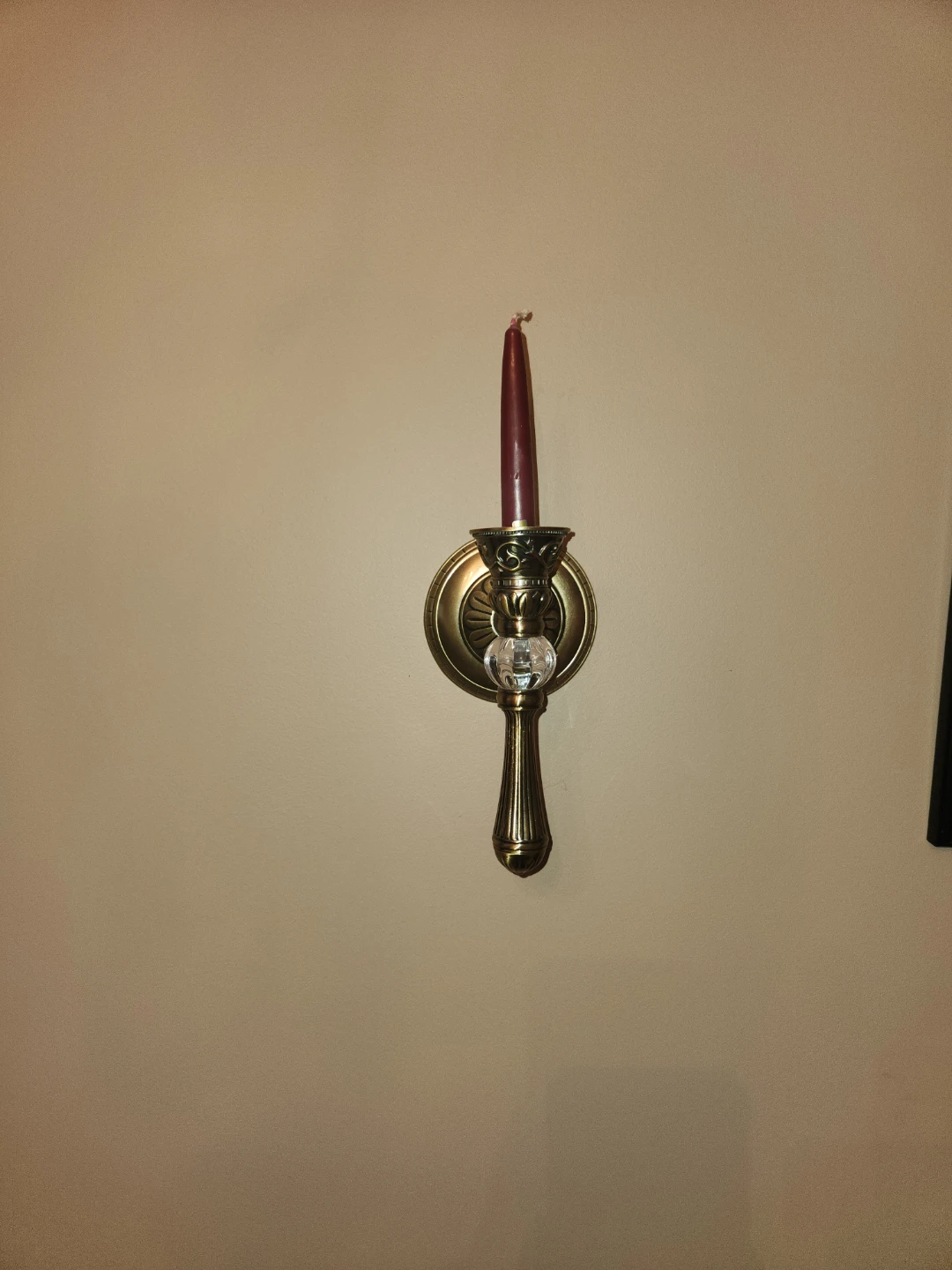Set of 2 Partylite Brass Candle Sconce with Crystal Accent