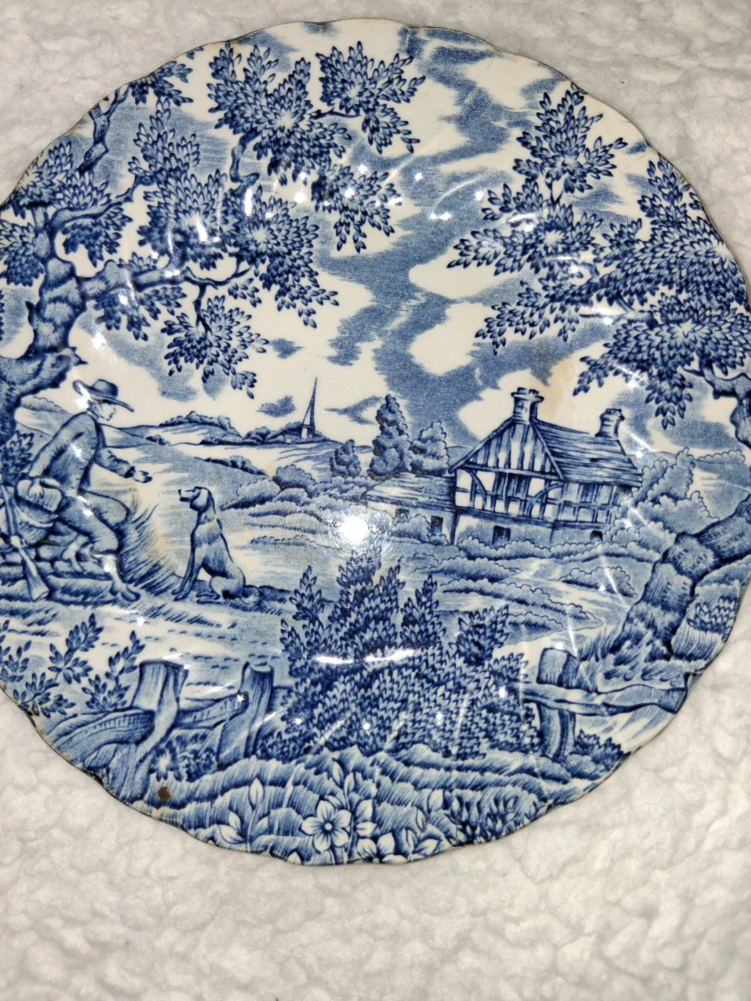 Blue and White Country Scene Plate set 3 - photo 2
