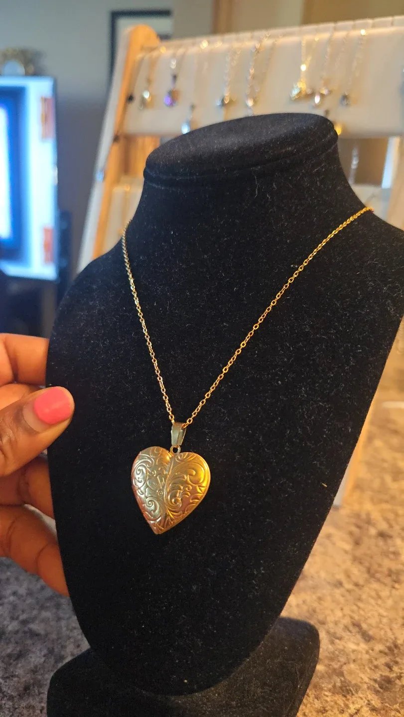 Gold Heart Locket Necklace