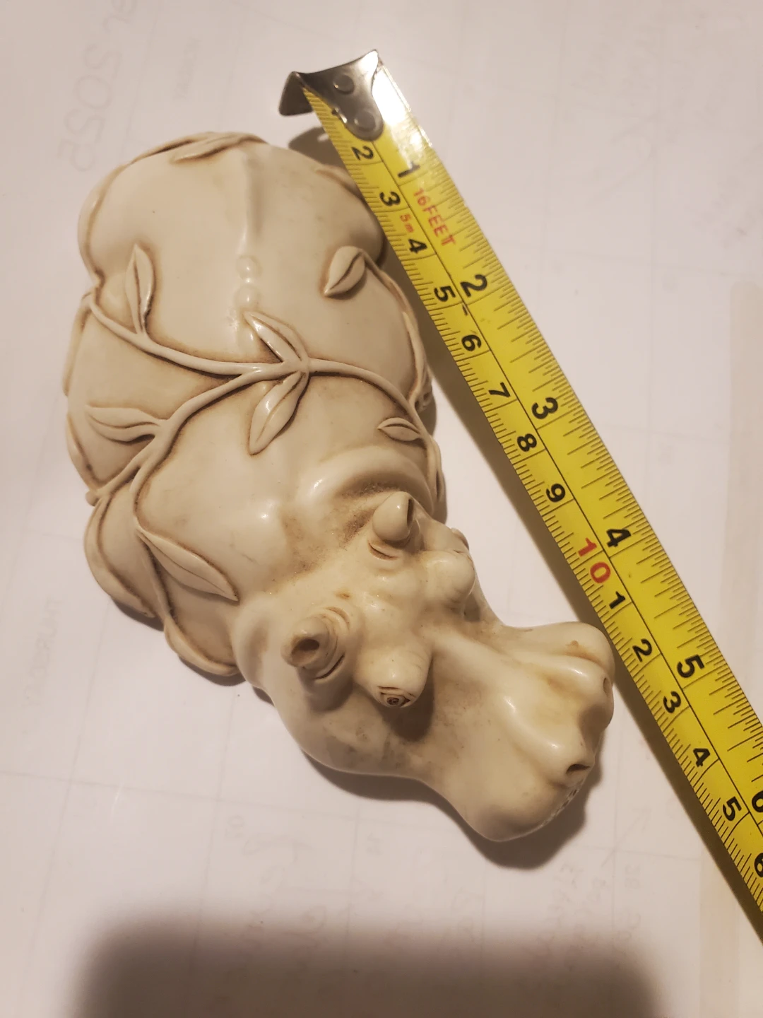 Carved Ivory Colored Hippo Figurine