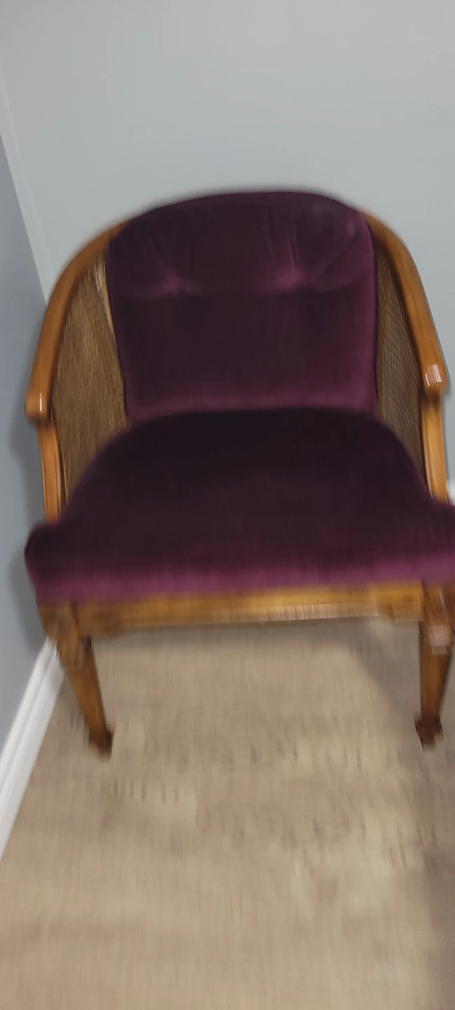 Velvet Accent Chair with Cane Back