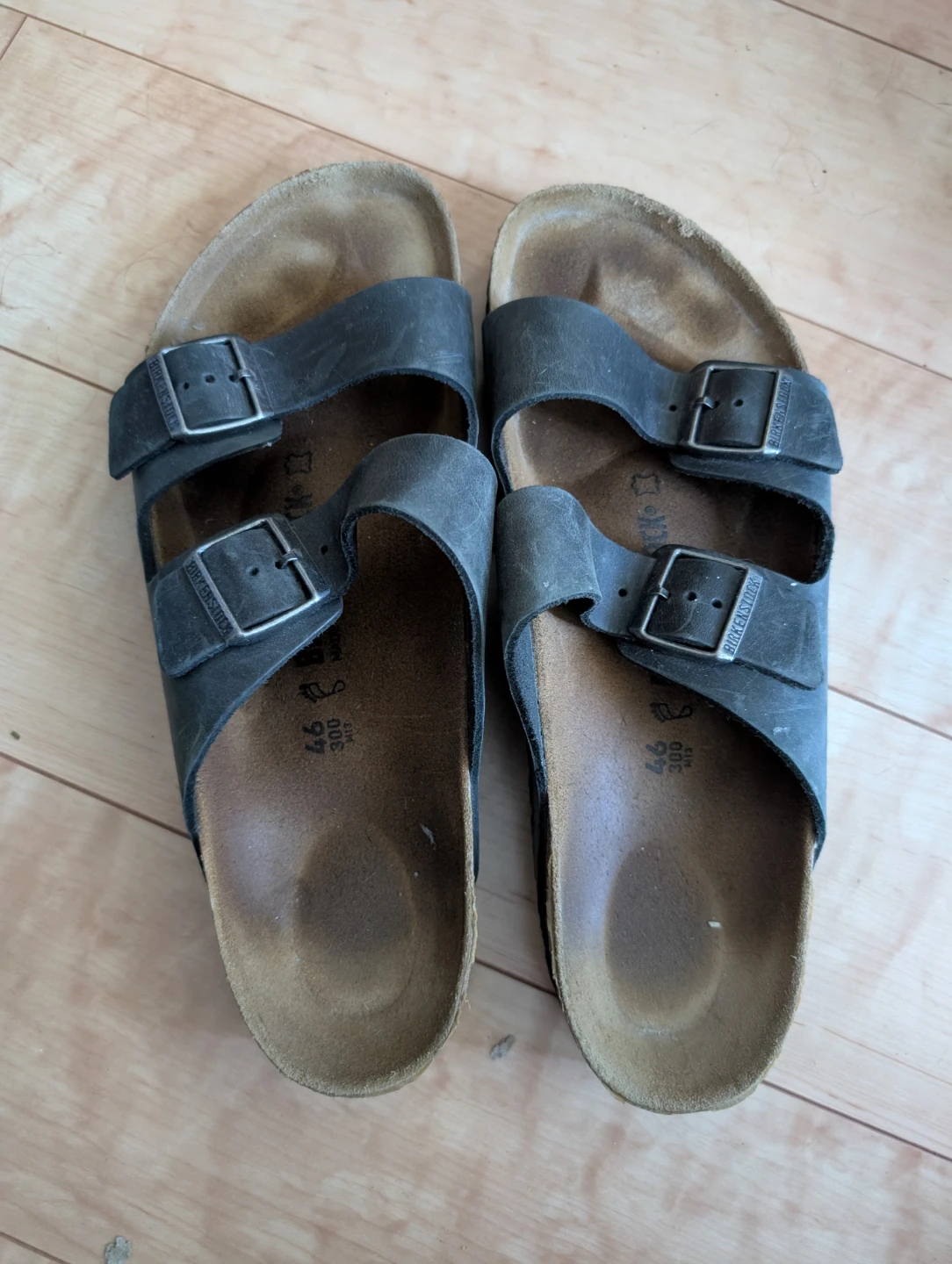 Birkenstock Arizona Sandals Black Leather Size 46
