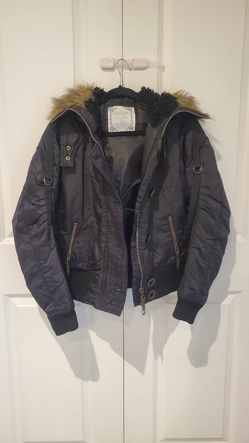 Black Bomber Jacket with Fur Hood