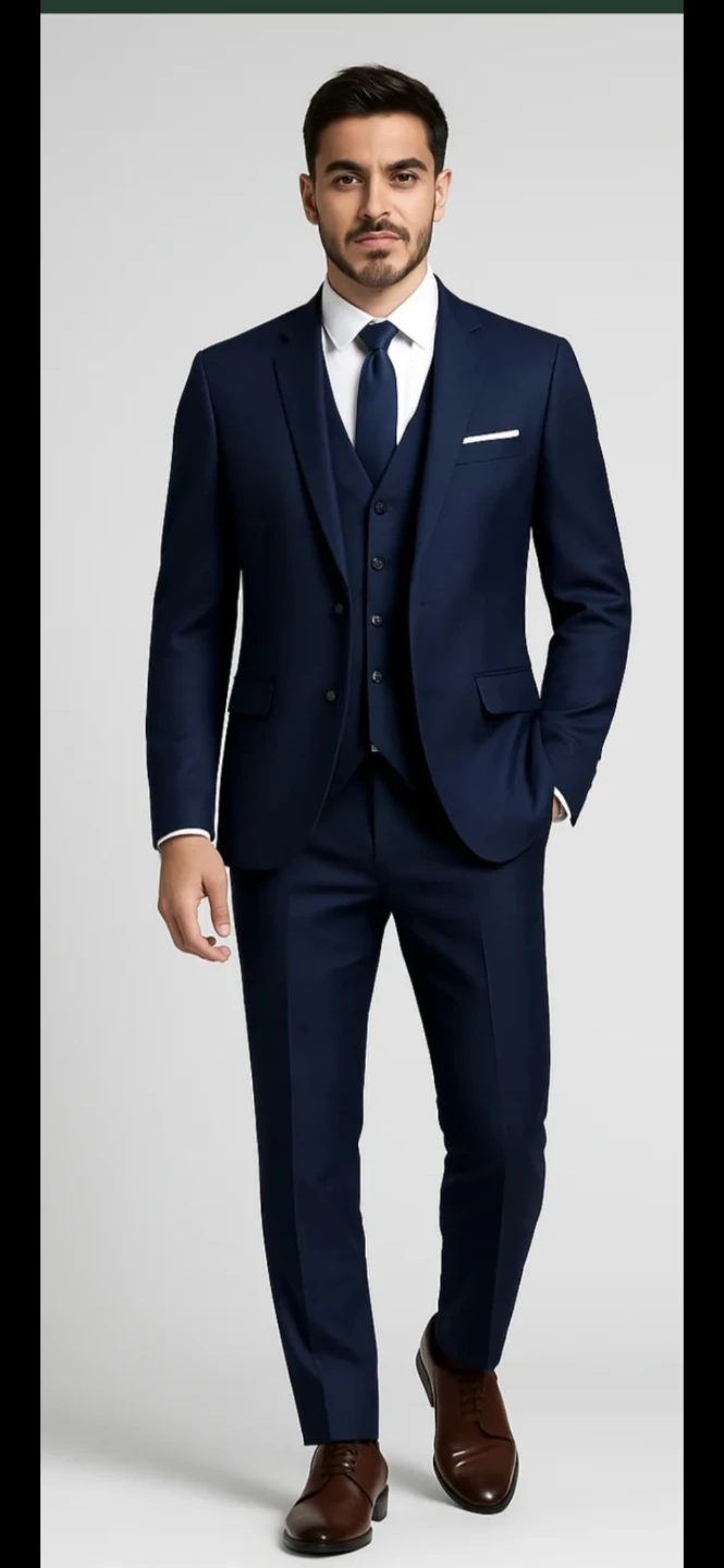 Navy Blue 3-Piece Formal Suit Set - Size 2XL - photo 2