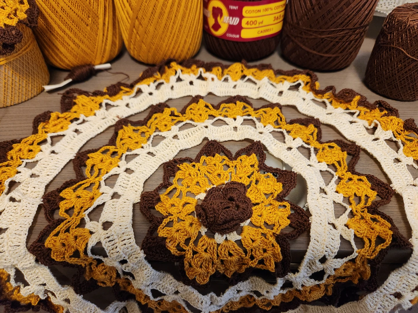Handmade Crochet Doily and Yarn - photo 5