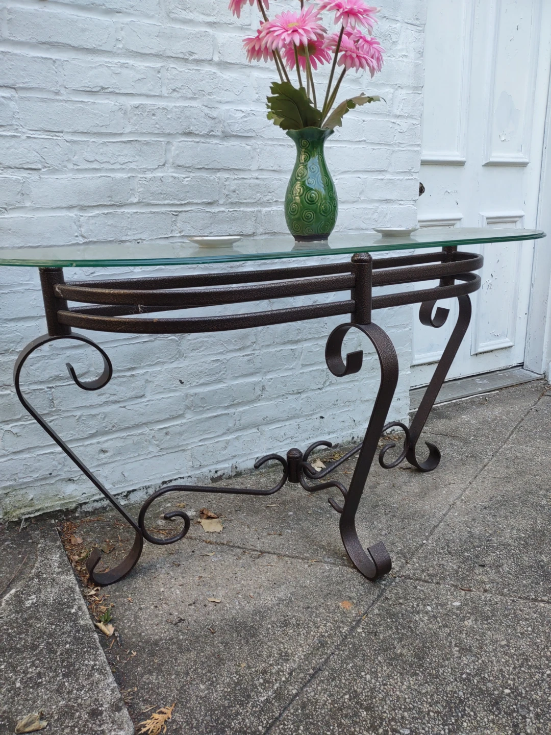 Glass top console table