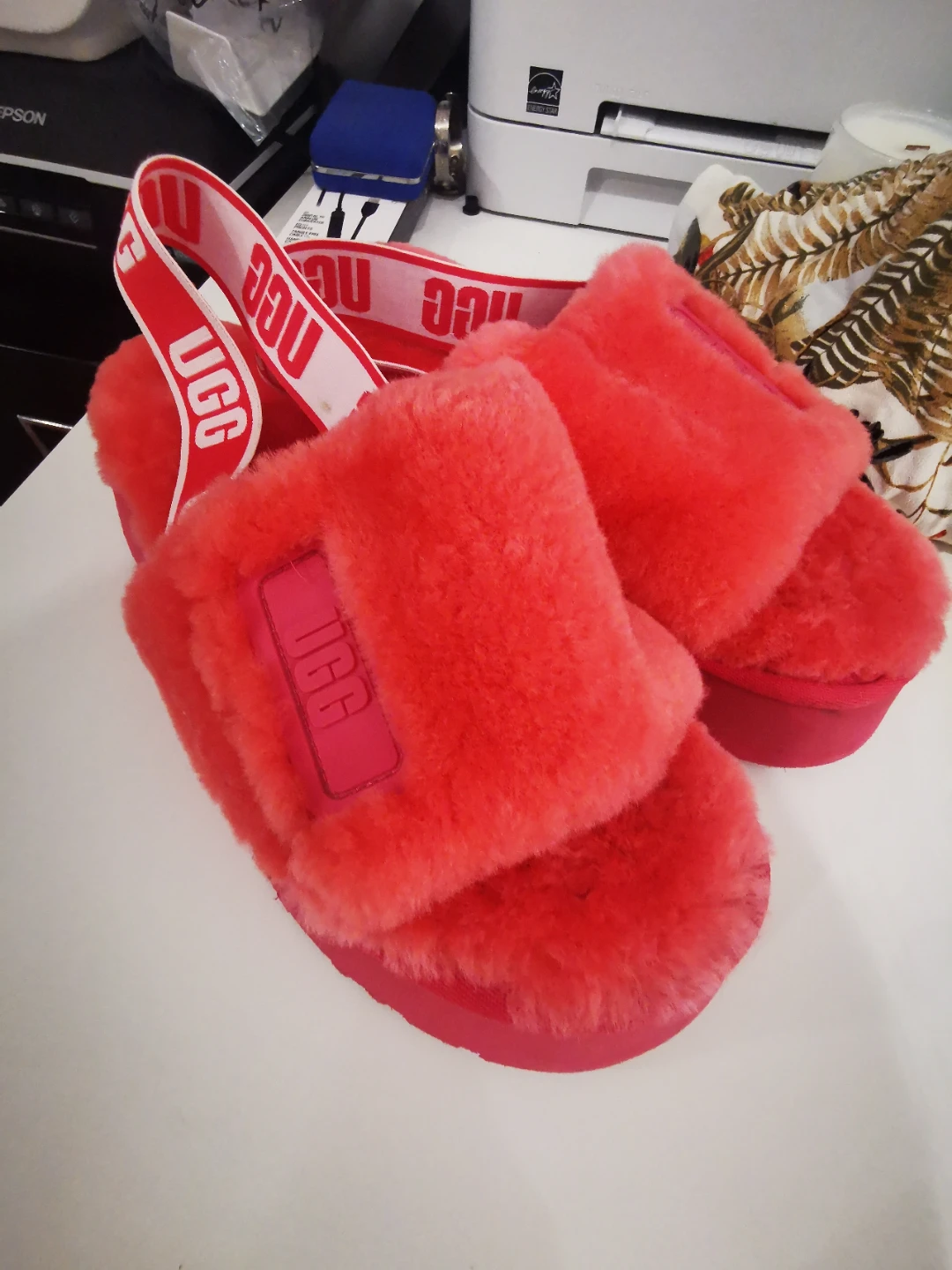 New s10Ugg Fluff Yeah Slide Sandals - Coral - photo 2