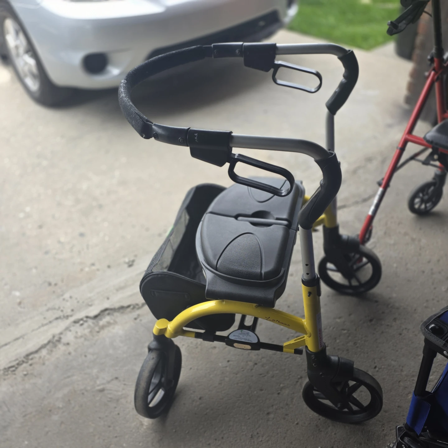 Yellow Rollator Walker with Seat and Basket