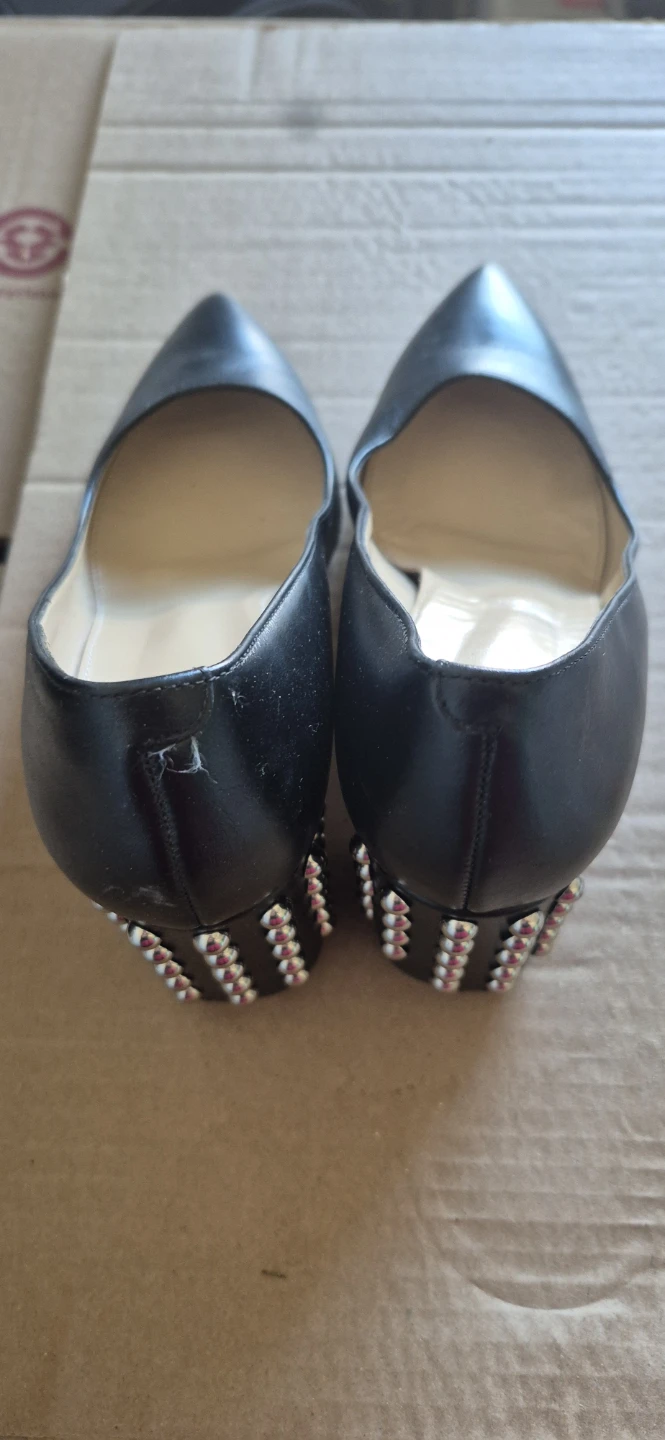 Hugo Boss Black Leather Studded Heel Pumps Size 36