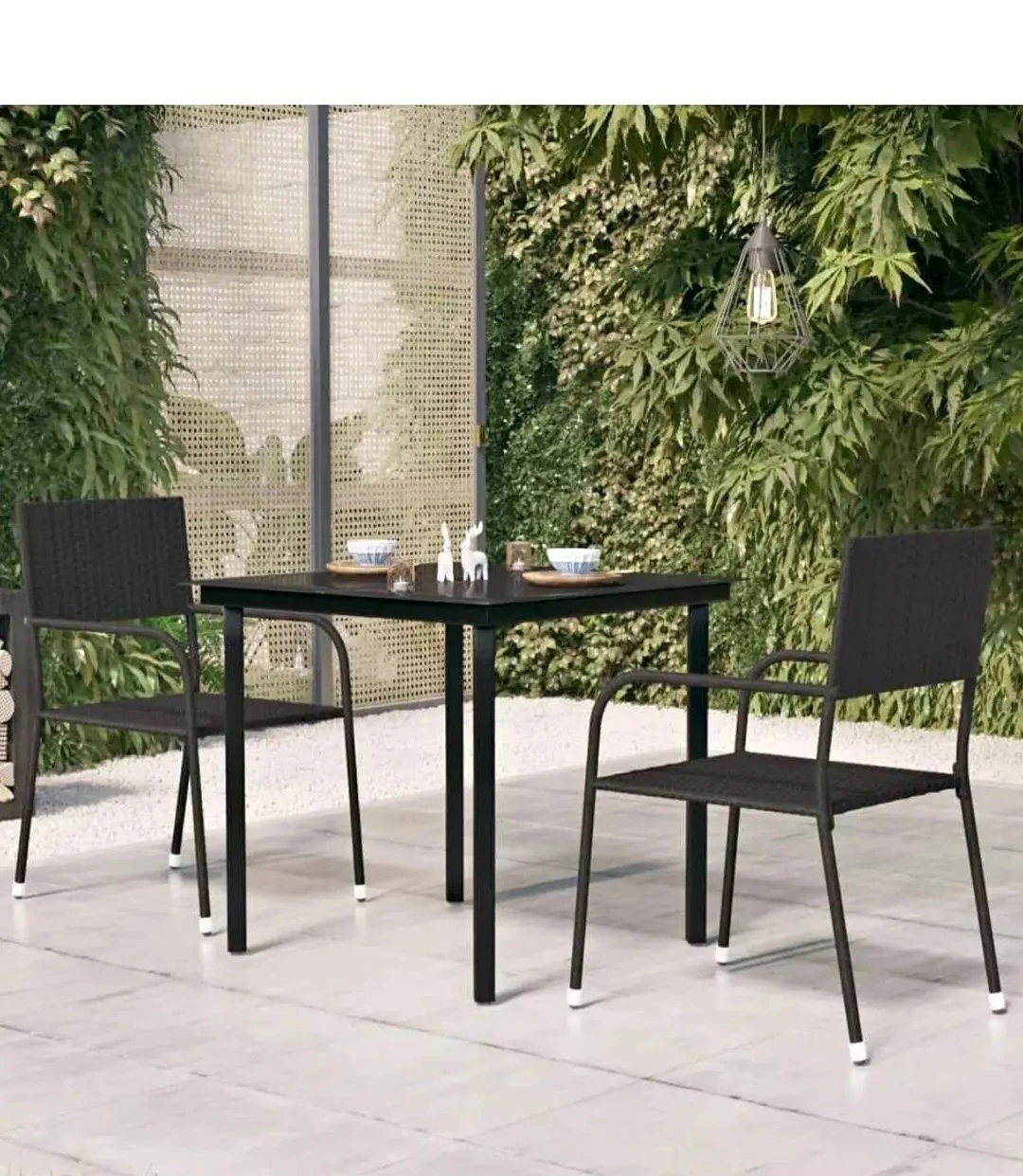 Black Square Dining Table 80cm