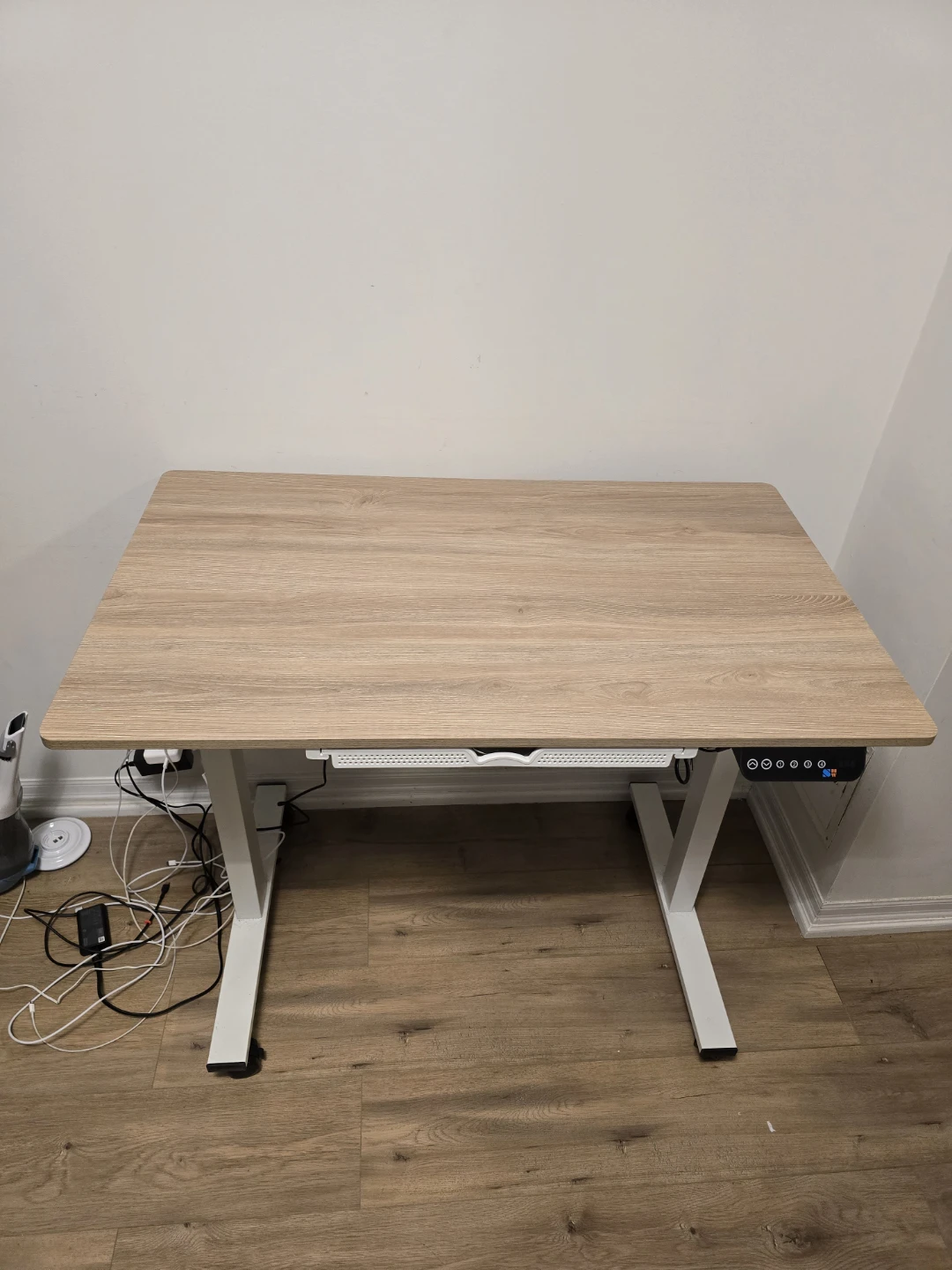 SHW 40-Inch Mobile Electric Height Adjustable Desk with Drawer
