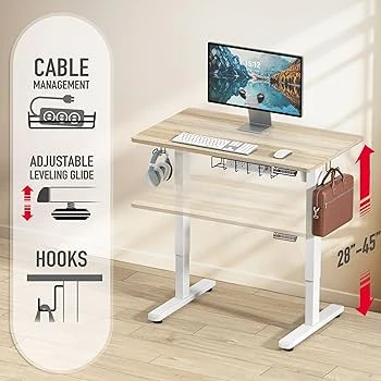 SHW 40-Inch Mobile Electric Height Adjustable Desk with Drawer - photo 2