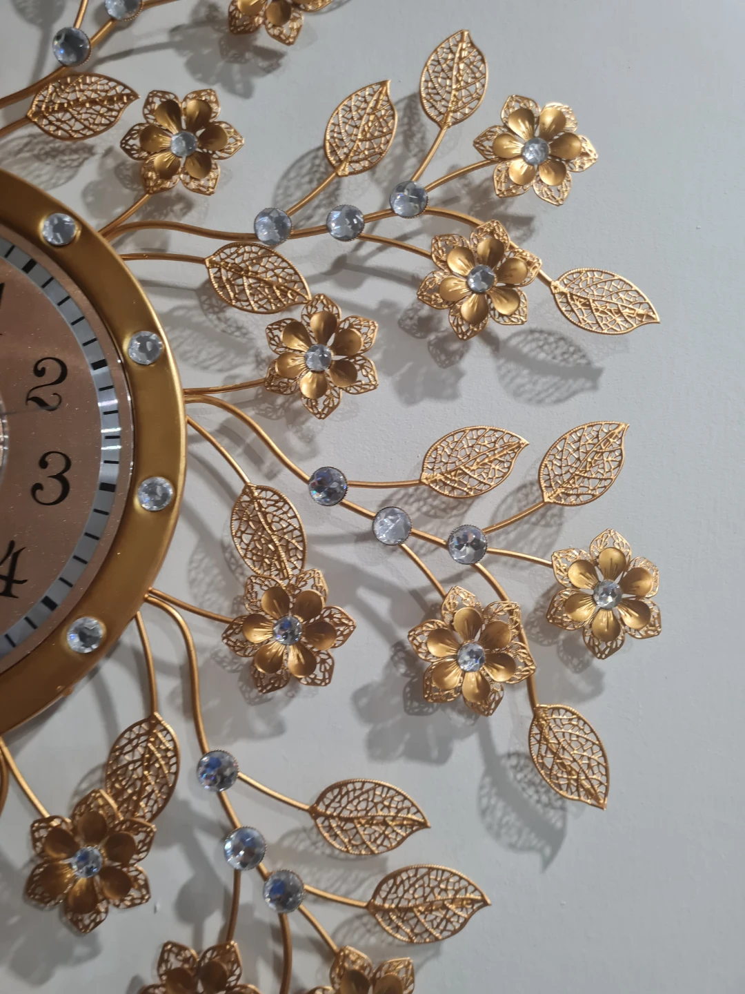 Gold Floral Wall Clock with Rhinestones - photo 4