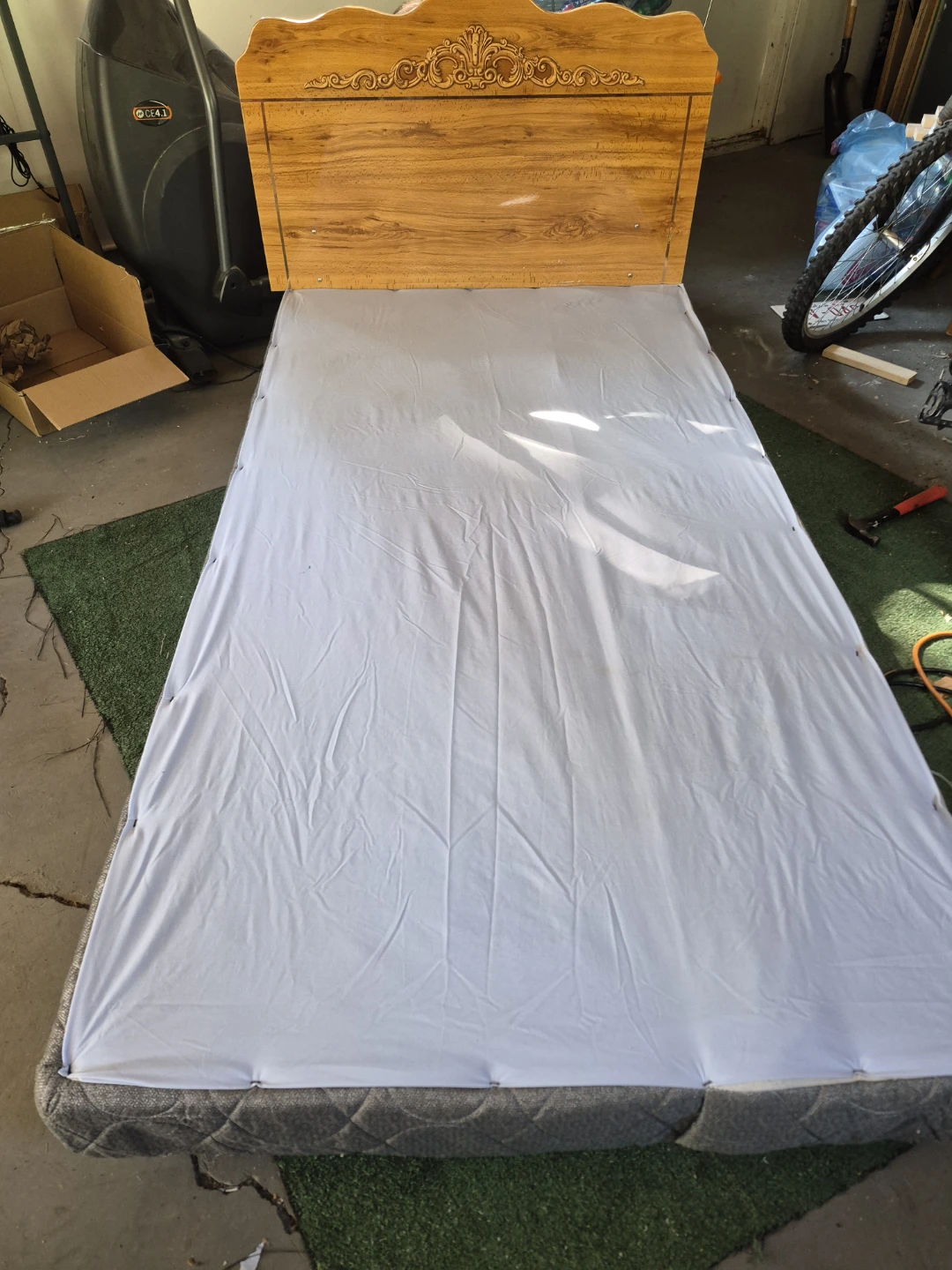 Wooden Headboard with Bed Frame twin