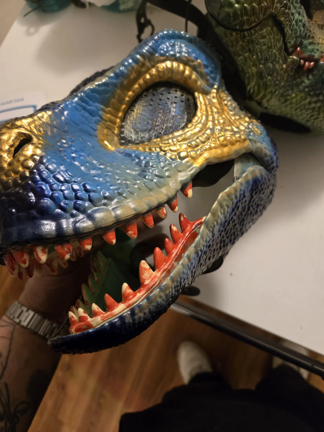 Custom painted 2pc Dinosaur Masks