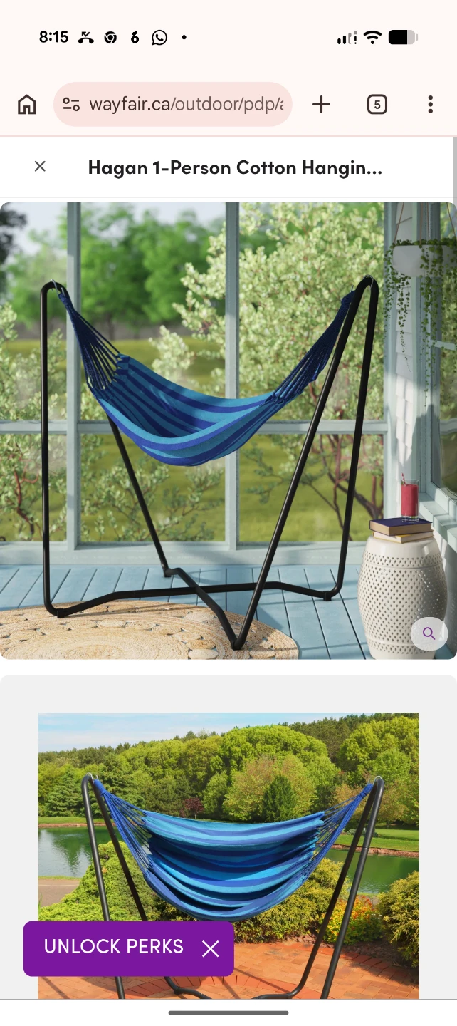1-Person Cotton Hanging Hammock Chair -New in Box