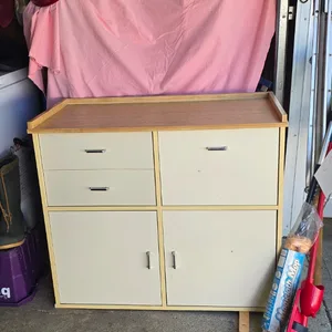 Vintage Storage Cabinet with Drawers and Doors