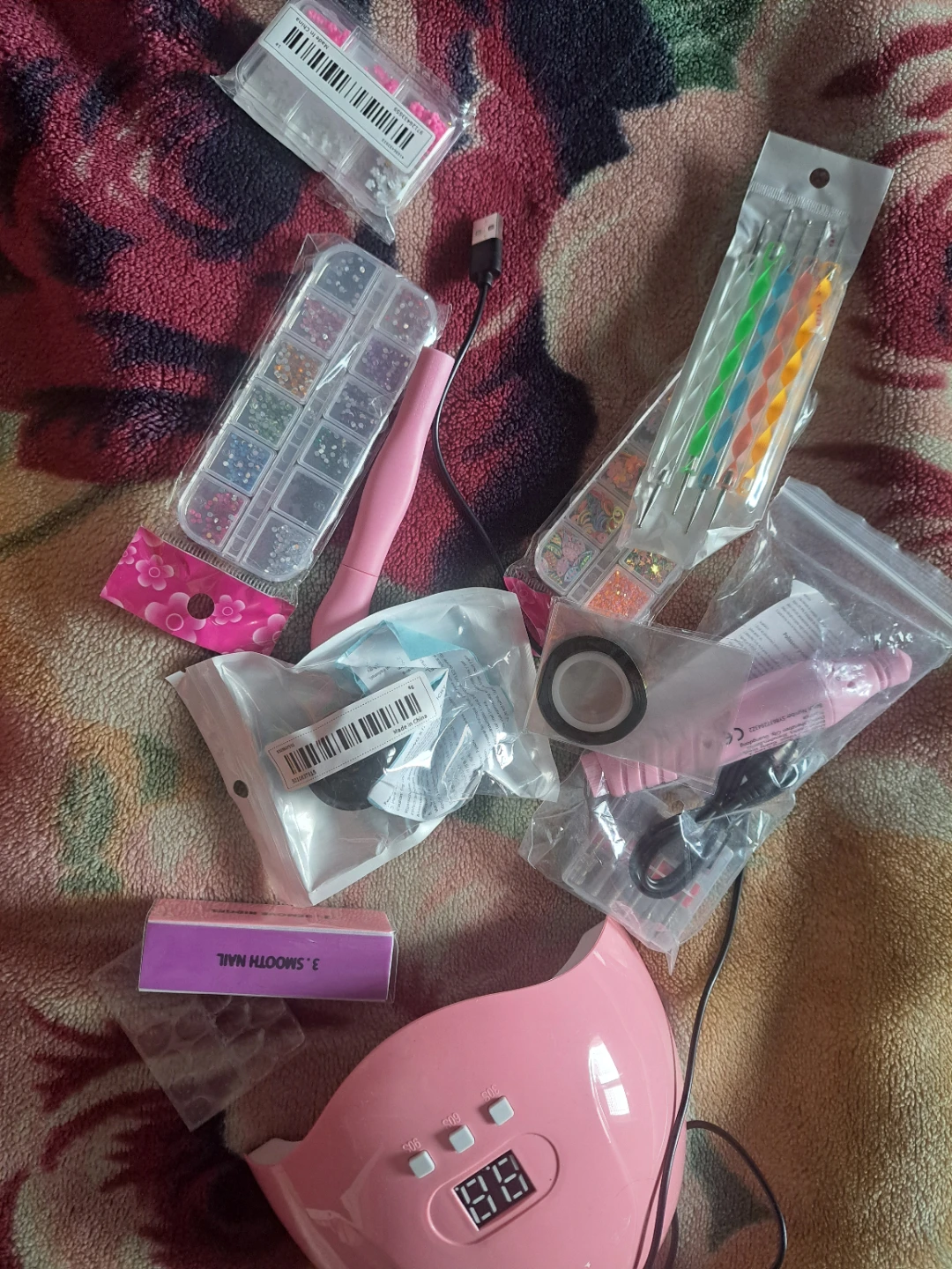 Pink Nail Drill & UV Lamp Set with Accessories - photo 2