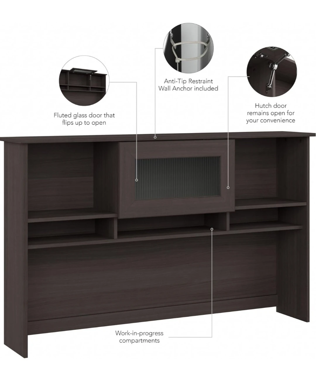 Bush Furniture Cabot Hutch in Heather Gray - photo 4