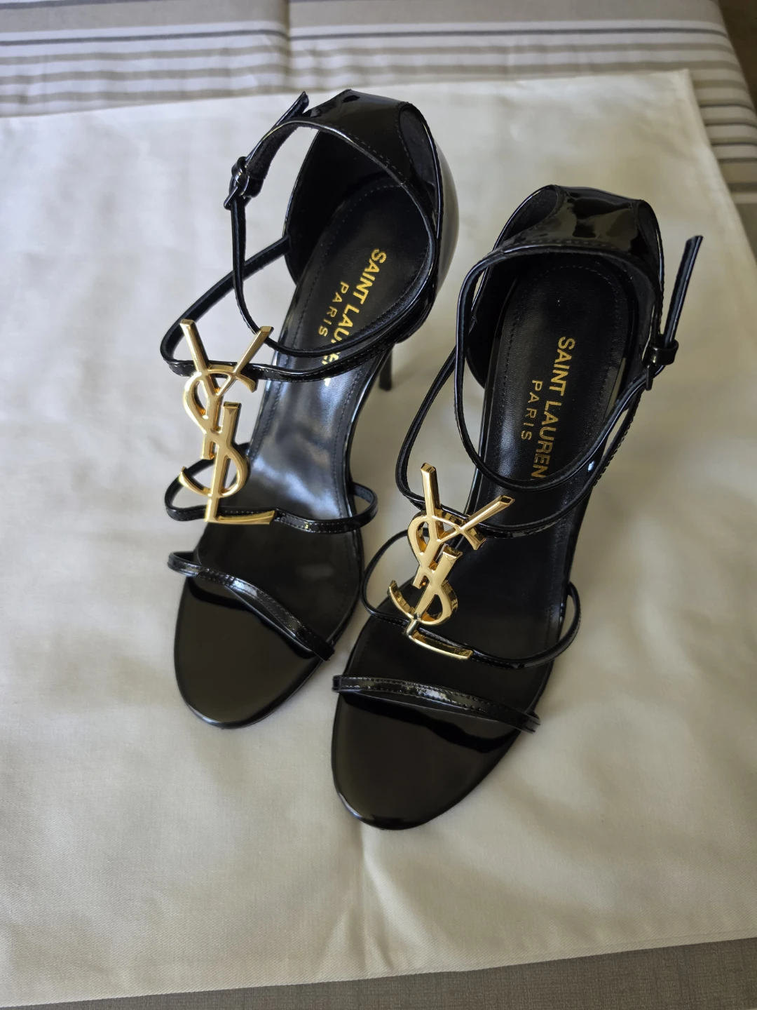 Saint Laurent Paris Black Patent YSL Heels Size 40