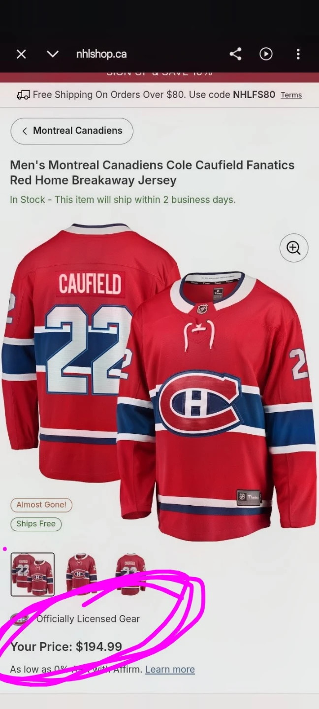 Montreal Canadiens Cole Caufield Jersey - photo 5