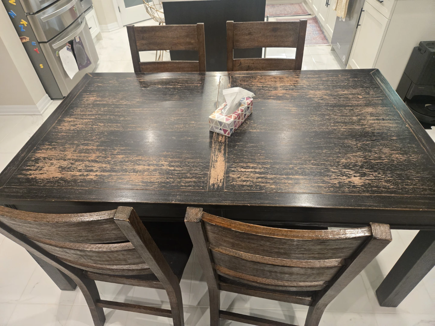Rustic Wood Dining Table with 4 Chairs - photo 2