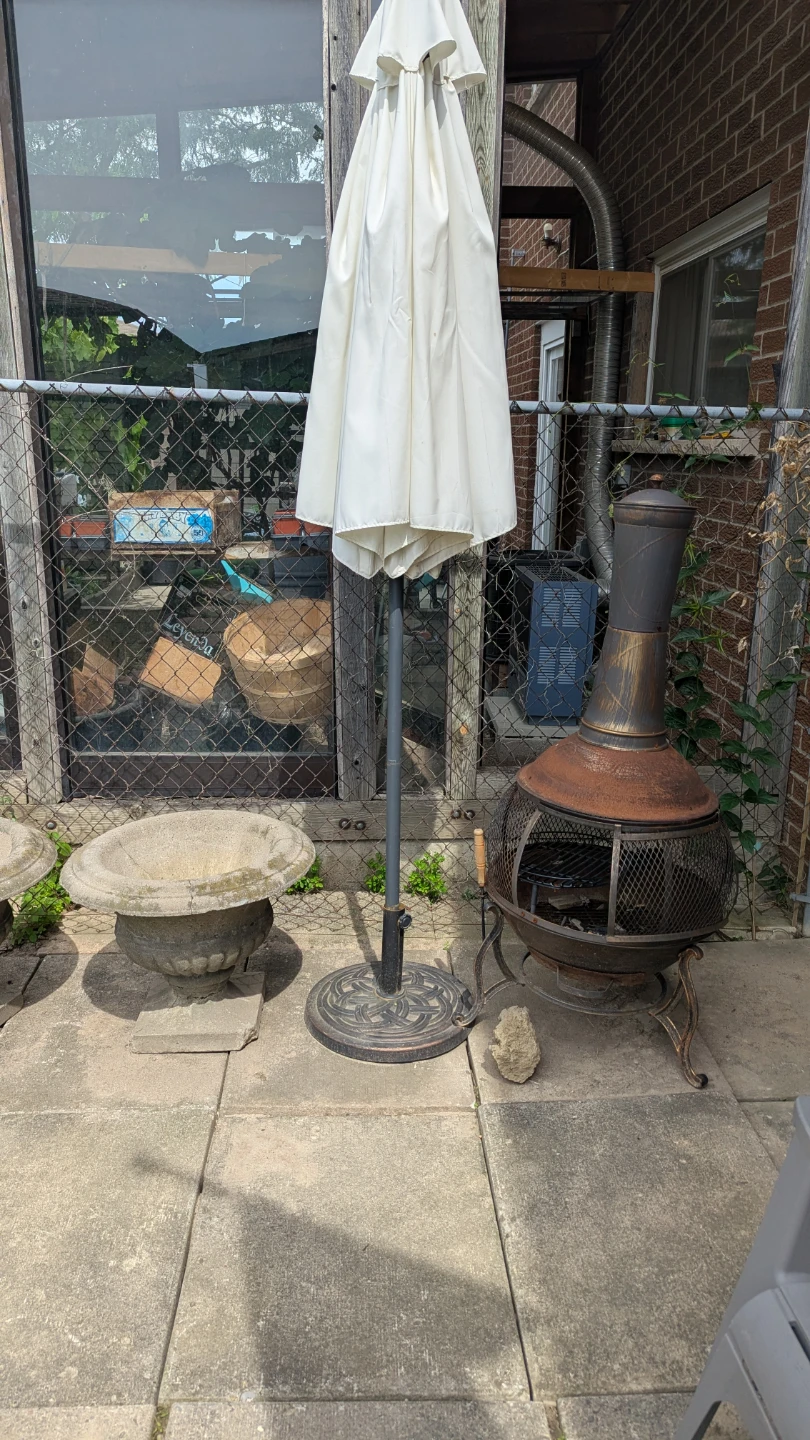White patio umbrella