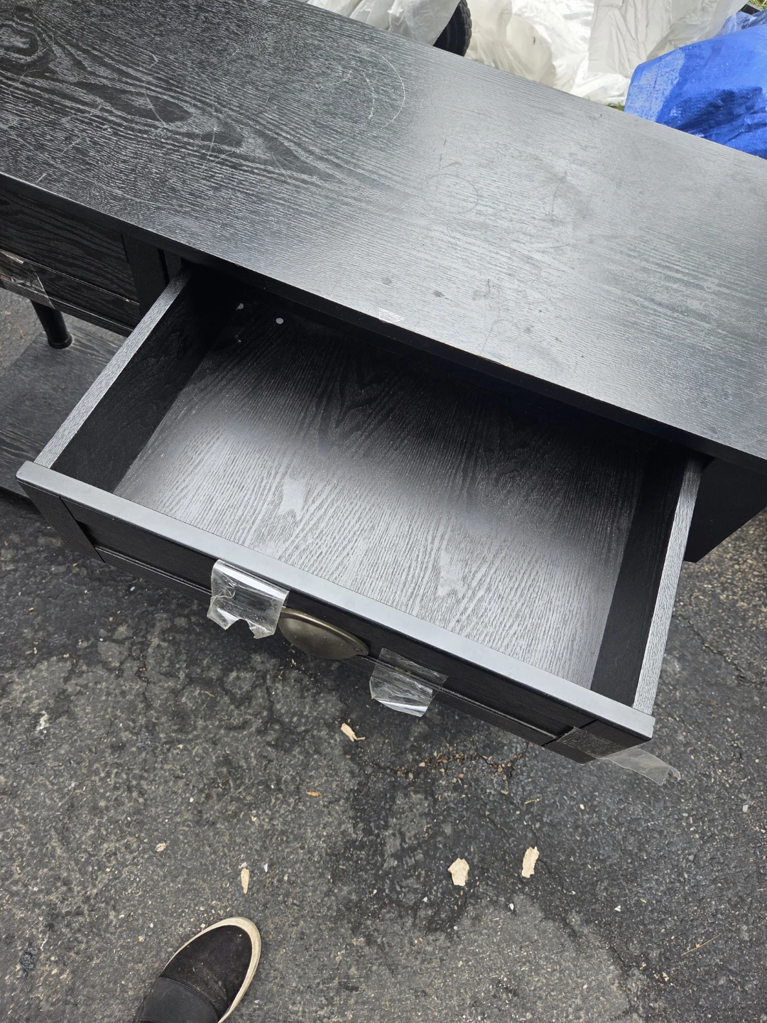 Black Console Table with Shelf and Two Drawers - photo 2