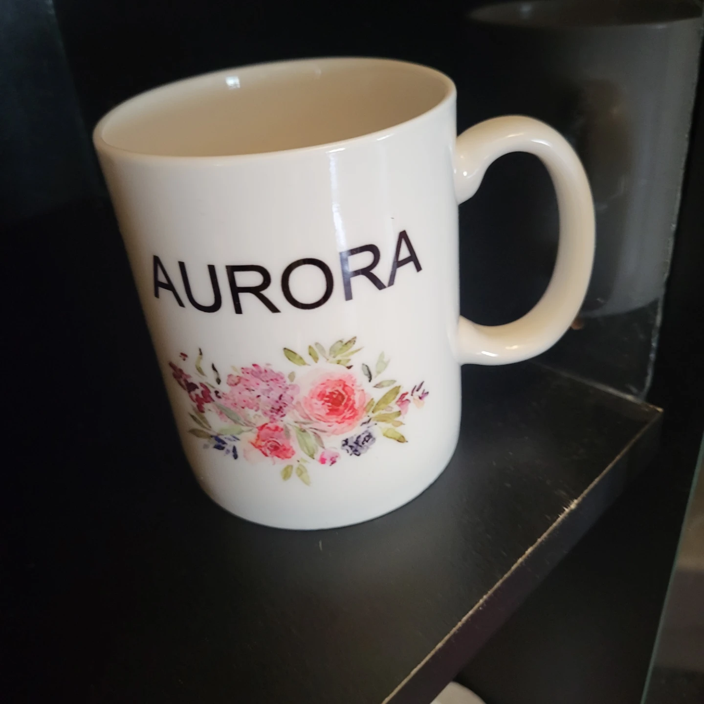 Personalized Mug with 'AURORA' Name and Floral Design