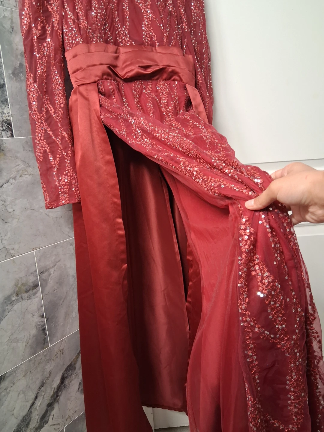 Red Sequin Evening Gown - photo 4