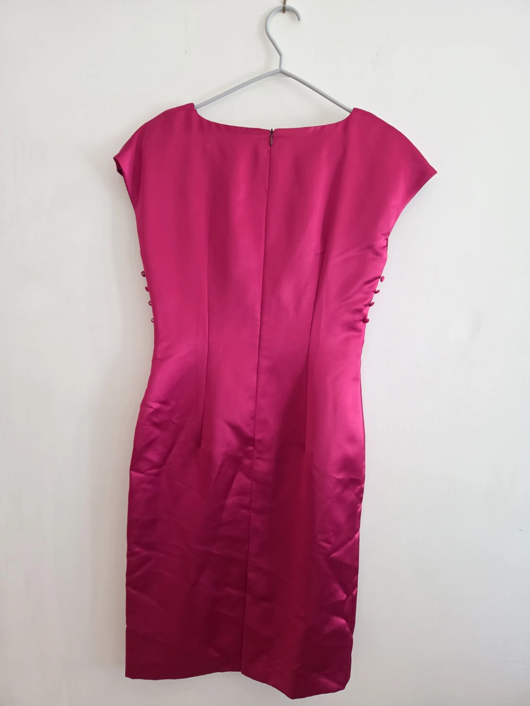 Women's Pink Satin Dress with Floral Scarf Accent - photo 5