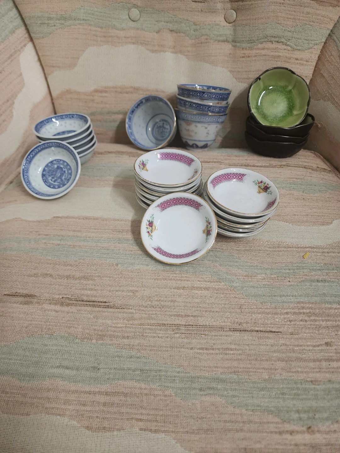 Asian Ceramic Spoons and Small Plates Set