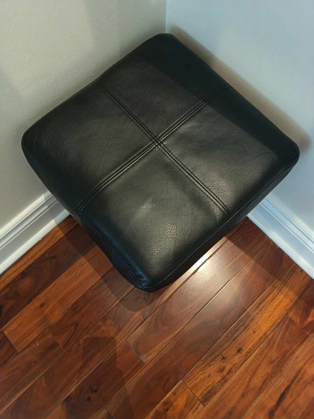 Black Faux Leather Storage Ottoman - photo 2