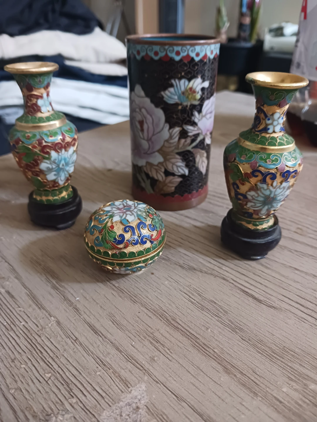 Cloisonné Vase and Box Set